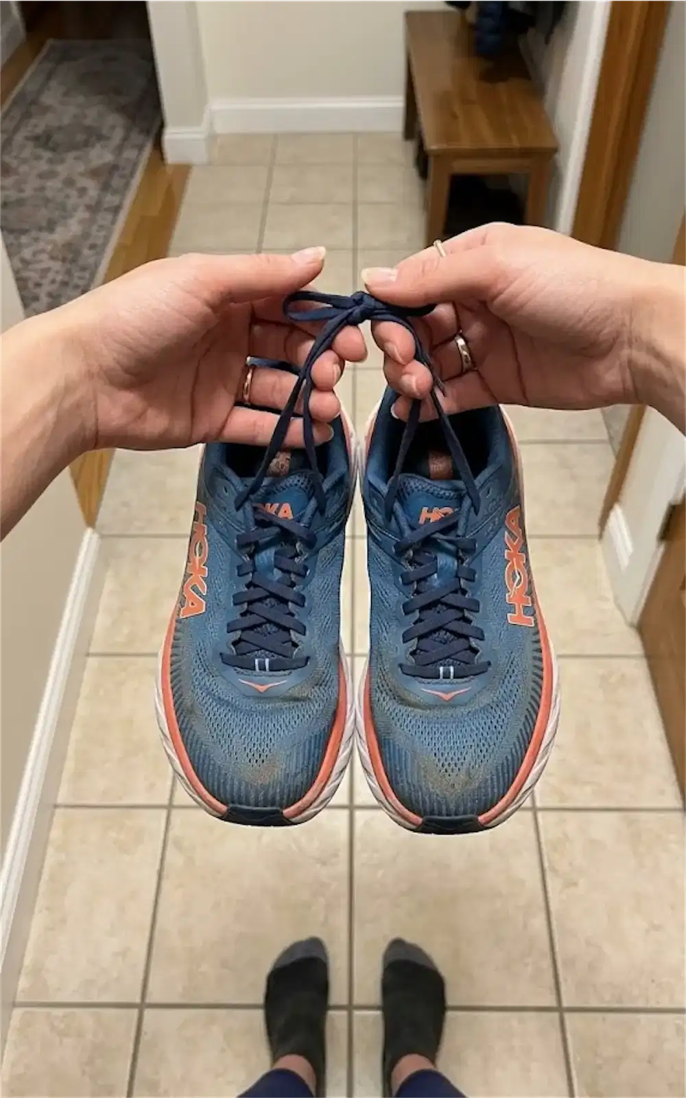 holding running shoes workout motivation morning run exercise narcissistic abuse survivor healing